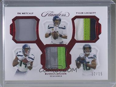 2019 Panini Flawless - Triple Patches - Ruby #TP11 - DK Metcalf, Russell Wilson, Tyler Lockett /15