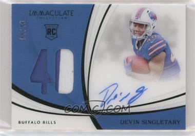2019 Panini Immaculate Collection - Immaculate Numbers Rookie Patch Autographs - 1st Off the Line Emerald #NRPA-DS - Devin Singletary /14 [EX to NM]
