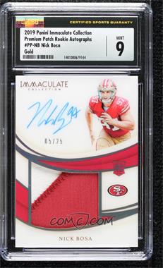 2019 Panini Immaculate Collection - Premium Patch Rookie Autographs - Gold #PP-NB - Nick Bosa /25 [CSG 9 Mint]