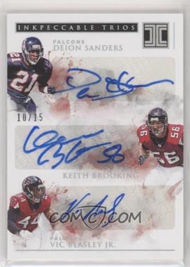2019 Panini Impeccable - Inkpeccable Trios #IT-ATL - Deion Sanders, Keith Brooking, Vic Beasley Jr. /15