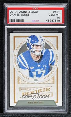 2019 Panini Legacy - [Base] #151 - Rookies - Daniel Jones [PSA 10 GEM MT]