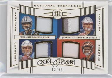 2019 Panini National Treasures - NFL Gear Quad Materials - Prime #GQM-12 - Easton Stick, Jarrett Stidham, Ryan Finley, Will Grier /25