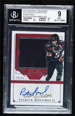 2019 Panini National Treasures Collegiate - Silhouettes - Signatures #2 - Patrick Mahomes II /25 [BGS 9 MINT]