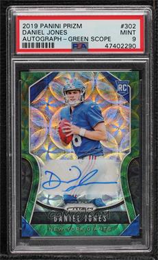 2019 Panini Prizm - [Base] - Green Scope Prizm Autographs #302 - Rookies - Daniel Jones /75 [PSA 9 MINT]