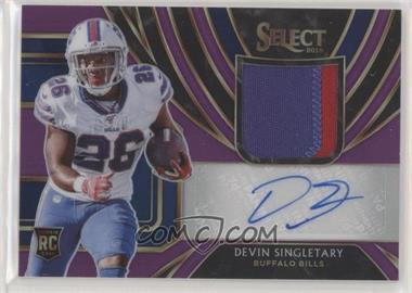 2019 Panini Select - Rookie Signature Memorabilia - Purple Prizm #RM-DI - Devin Singletary /49