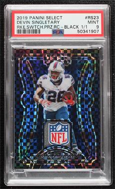 2019 Panini Select - Rookie Swatches - Black Prizm #RS-23 - Devin Singletary /1 [PSA 9 MINT]