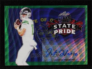 2020 Leaf Metal Draft - State Pride - Green Wave #SP-JH2 - Justin Herbert /5