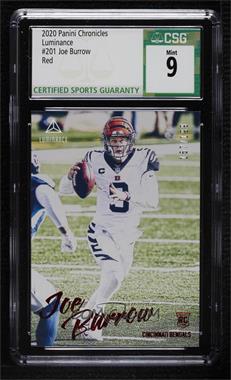 2020 Panini Chronicles - Luminance Update Rookies - Red #201 - Joe Burrow /199 [CSG 9 Mint]