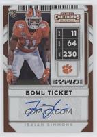 College Ticket Autographs - Isaiah Simmons #/99