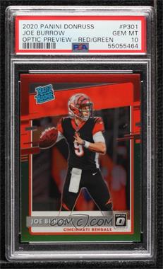 2020 Panini Donruss - [Base] - Optic Preview Red and Green Prizm #P-301 - Rated Rookie - Joe Burrow [PSA 10 GEM MT]