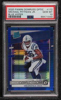 2020 Panini Donruss Optic - [Base] - Blue Hyper Prizm #172 - Rated Rookies - Michael Pittman Jr. [PSA 10 GEM MT]