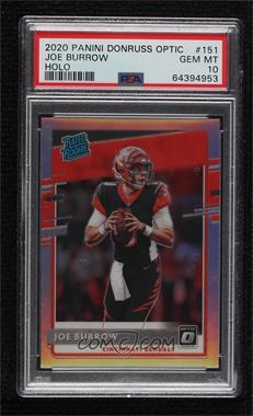 2020 Panini Donruss Optic - [Base] - Holo Prizm #151 - Rated Rookies - Joe Burrow [PSA 10 GEM MT]