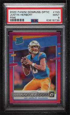 2020 Panini Donruss Optic - [Base] - Pink Prizm #153 - Rated Rookies - Justin Herbert [PSA 9 MINT]