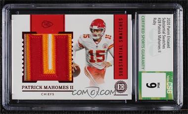 2020 Panini Encased - Substantial Swatches - Ruby #SS-28 - Patrick Mahomes II /9 [CSG 9 Mint]