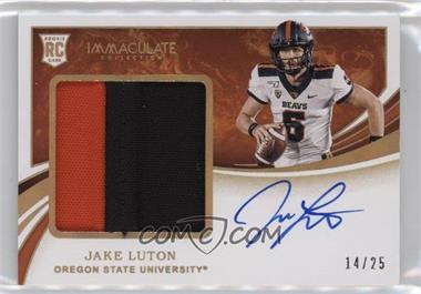 2020 Panini Immaculate Collection Collegiate - Premium Patches Rookie Autographs - Gold #143 - Jake Luton /25