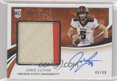 2020 Panini Immaculate Collection Collegiate - Premium Patches Rookie Autographs - Silver #143 - Jake Luton /49