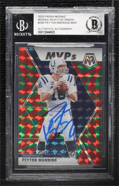 2020 Panini Mosaic - [Base] - Mosaic Reactive Green Prizm #299 - MVPs - Peyton Manning [BAS BGS Authentic]