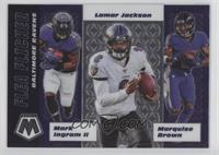 Marquise Brown, Lamar Jackson, Mark Ingram II