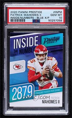 2020 Panini Prestige - Inside the Numbers - Xtra Points Blue #IN-PM - Patrick Mahomes II [PSA 10 GEM MT]