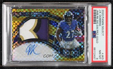 2020 Panini Select - Jumbo Rookie Signature Swatches - Gold Prizm #JRS-JKD - J.K. Dobbins /10 [PSA 8 NM‑MT]