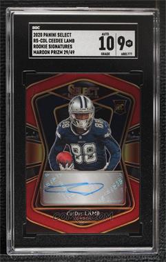 2020 Panini Select - Rookie Signatures - Maroon Prizm #RS-CDL - CeeDee Lamb /49 [SGC 9 MINT]