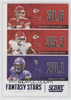 Dalvin Cook, Demarcus Robinson, Patrick Mahomes II #/100