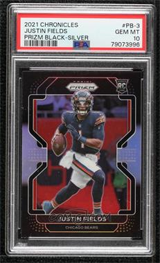 2021 Panini Chronicles - Prizm Black - Silver Prizm #PB-3 - Justin Fields [PSA 10 GEM MT]