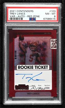 2021 Panini Contenders - [Base] - Red Zone Ticket #103.2 - Rookie Ticket RPS Variation - Trey Lance [PSA 8 NM‑MT]