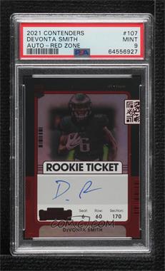 2021 Panini Contenders - [Base] - Red Zone Ticket #107.1 - Rookie Ticket RPS - DeVonta Smith [PSA 9 MINT]