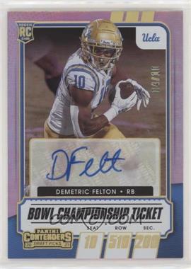 2021 Panini Contenders Draft Picks - [Base] - Bowl Championship Ticket #311 - College Ticket Autographs - Demetric Felton /10