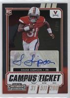 College Ticket Autographs - Shane Simpson #/99