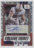 College Ticket Autographs - Tony Poljan #/39