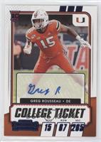 College Ticket Autographs - Greg Rousseau #/99