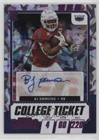 College Ticket Autographs - BJ Emmons #/23