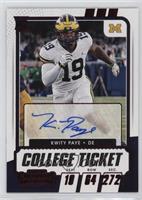 College Ticket Autographs - Kwity Paye [EX to NM]