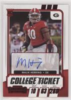 College Ticket Autographs - Malik Herring