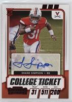 College Ticket Autographs - Shane Simpson