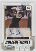 College Ticket Autographs - Sage Surratt #/14