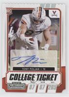 College Ticket Autographs - Tony Poljan #/87