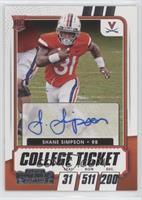 College Ticket Autographs - Shane Simpson