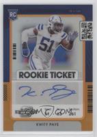 Rookie Ticket Autograph - Kwity Paye #/50