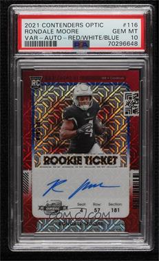 2021 Panini Contenders Optic - [Base] - Red White & Blue Mojo Prizm #116.2 - Rookie Ticket RPS Autographs Variation - Rondale Moore /13 [PSA 10 GEM MT]