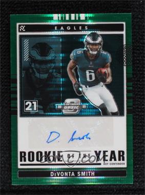 2021 Panini Contenders Optic - Rookie of the Year Contenders Autographs - Green Pulsar Prizm #RYC-DVS - DeVonta Smith /15 [EX to NM]