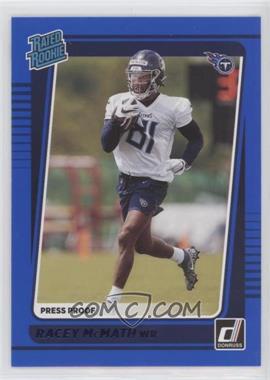 2021 Panini Donruss - [Base] - Press Proof Blue #316 - Rated Rookie - Racey McMath