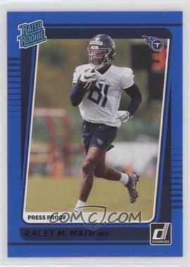 2021 Panini Donruss - [Base] - Press Proof Blue #316 - Rated Rookie - Racey McMath