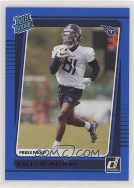 2021 Panini Donruss - [Base] - Press Proof Blue #316 - Rated Rookie - Racey McMath