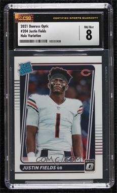 2021 Panini Donruss Optic - [Base] - Holo Prizm Variation #204 - Rated Rookie - Justin Fields [CSG 8 NM/Mint]