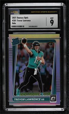 2021 Panini Donruss Optic - [Base] - Holo Prizm #201 - Rated Rookie - Trevor Lawrence [CSG 9 Mint]