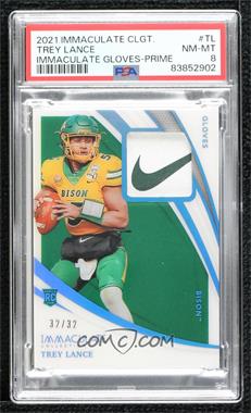 2021 Panini Immaculate Collection Collegiate - Immaculate Gloves - Prime #GL-TL.1 - Trey Lance /32 [PSA 8 NM‑MT]