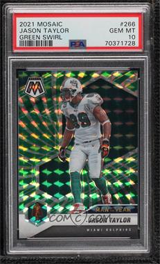 2021 Panini Mosaic - [Base] - Mosaic Green Swirl Prizm #266 - Man of the Year - Jason Taylor /11 [PSA 10 GEM MT]